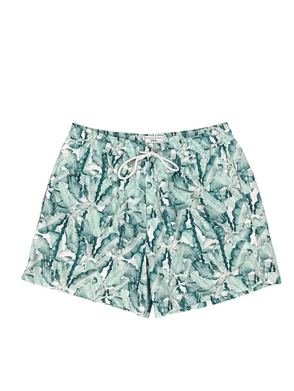 Mr. Mood Tropical Palms Swim Trunks Green/White — Size Medium